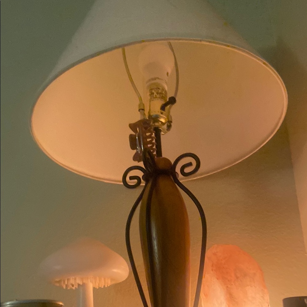 Elegant Wooden Table Lamp with White Shade